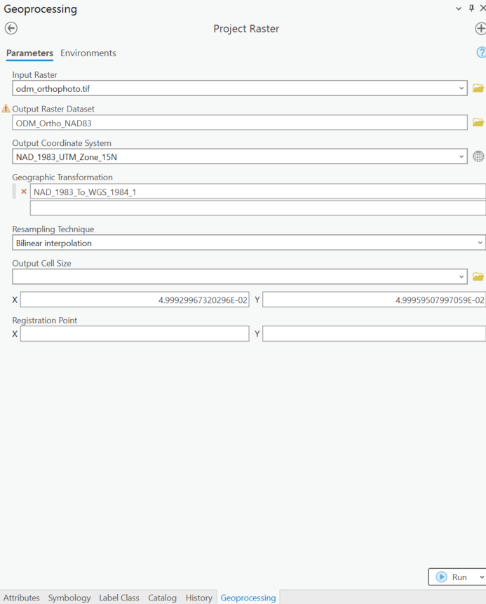 Converting ODM outputs from WGS84 to NAD83 coordinate system
